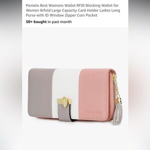 Pomelo Elegant Tricolor Wallet - Pink, Gray, White